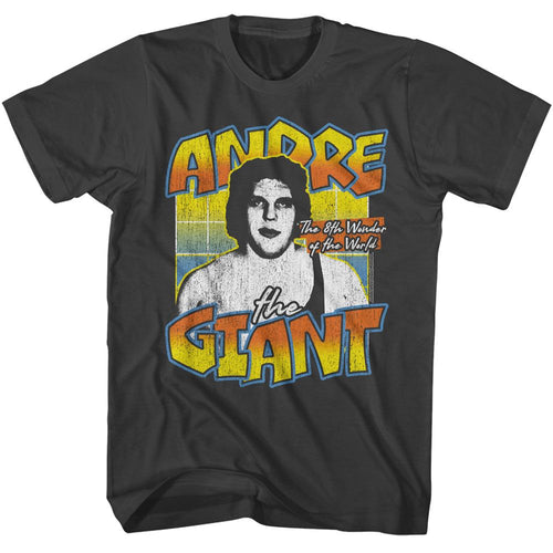Smoke gray Andre the Giant t-shirt featuring Andre the Giant Eighth Wonder Of The World design