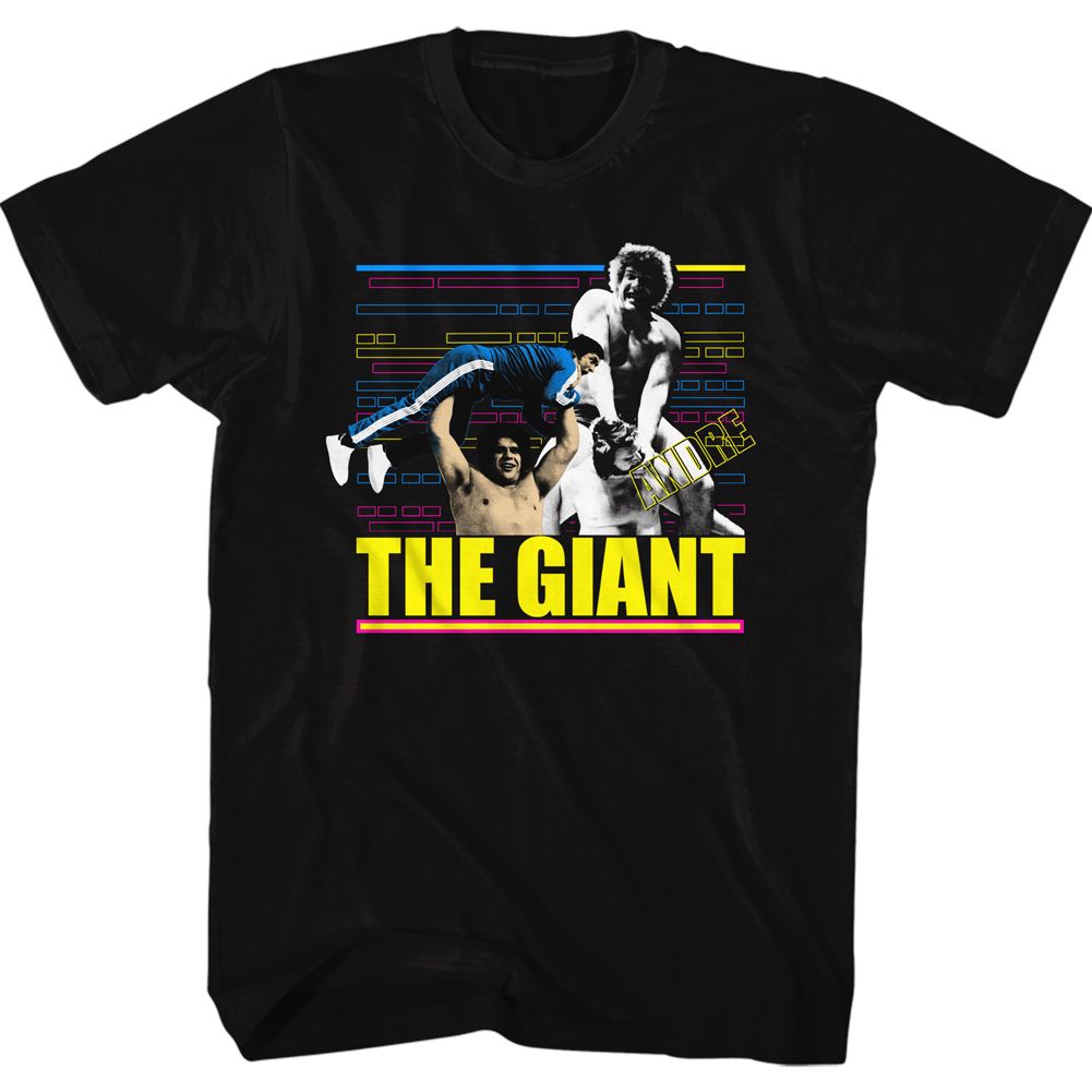 Black Andre the Giant t-shirt featuring Andre the Giant Giant F design