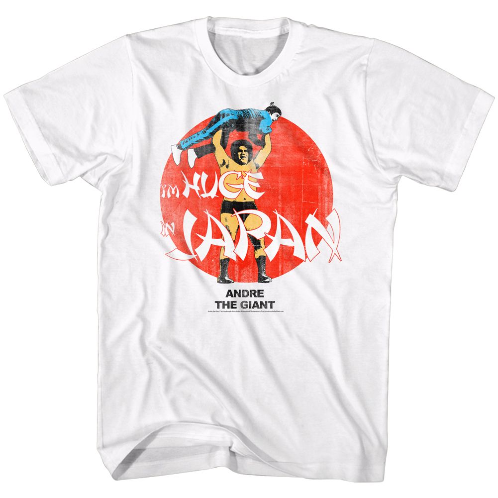 White Andre the Giant t-shirt featuring Andre the Giant Huge size design