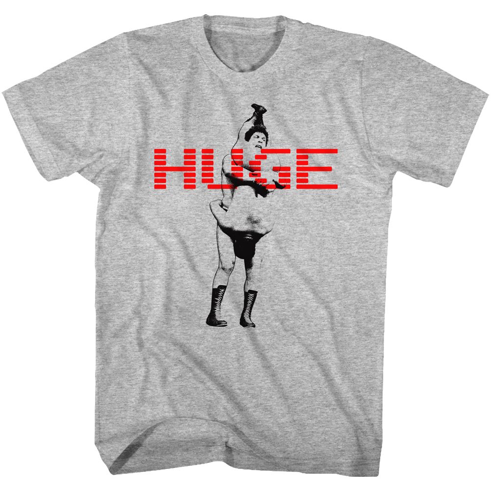 Gray heather Andre the Giant t-shirt featuring Andre the Giant Huge size design