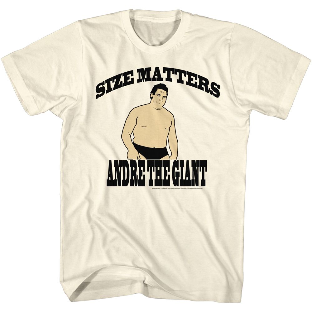 Natural Andre the Giant t-shirt featuring Andre the Giant Size design