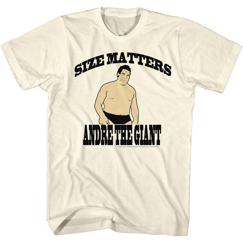 Natural Andre the Giant t-shirt featuring Andre the Giant Size design