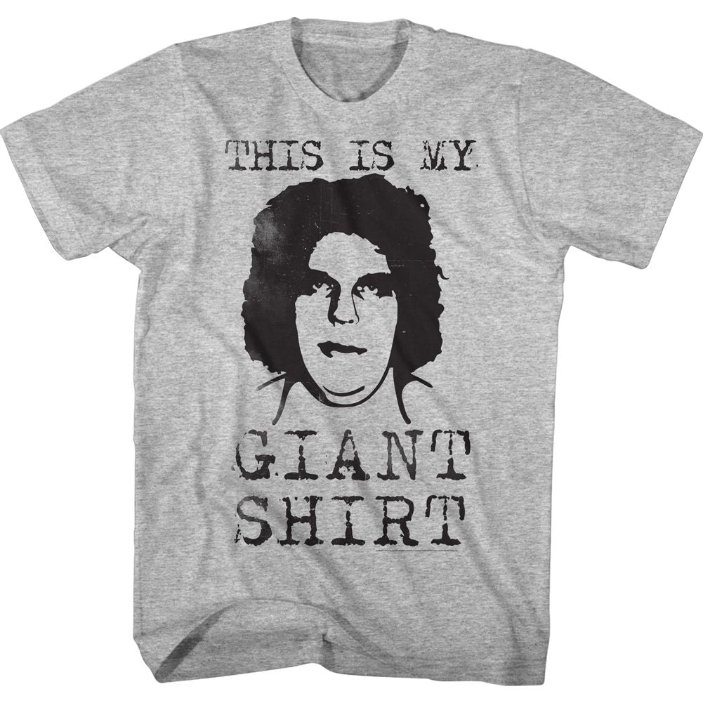 Gray heather Andre the Giant t-shirt featuring Andre the Giant Giant Shirt design