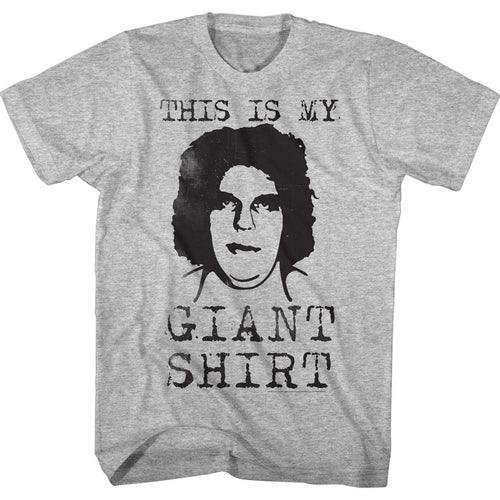 Gray heather Andre the Giant t-shirt featuring Andre the Giant Giant Shirt design