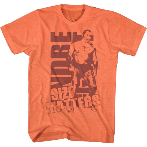 Bright orange heather Andre the Giant t-shirt featuring Andre the Giant Size Peach design