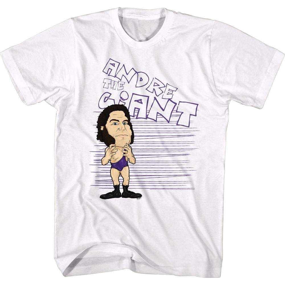 White Andre the Giant t-shirt featuring Andre the Giant Big Purp design