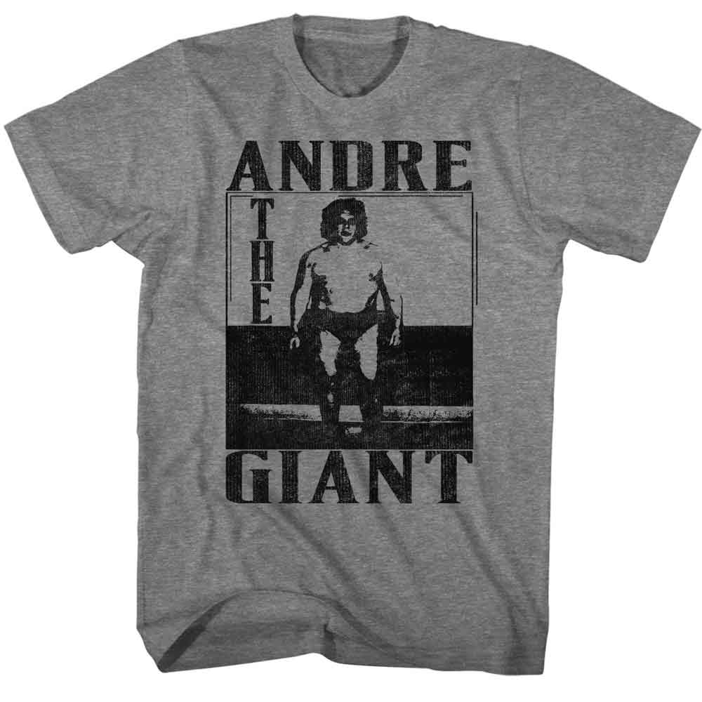 Graphite heather Andre the Giant t-shirt featuring Andre the Giant portrait design