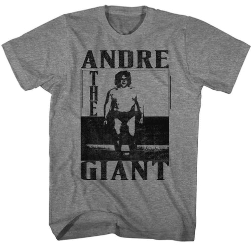 Graphite heather Andre the Giant t-shirt featuring Andre the Giant portrait design