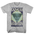 Gray heather Andre the Giant t-shirt featuring Andre the Giant geometric portrait design