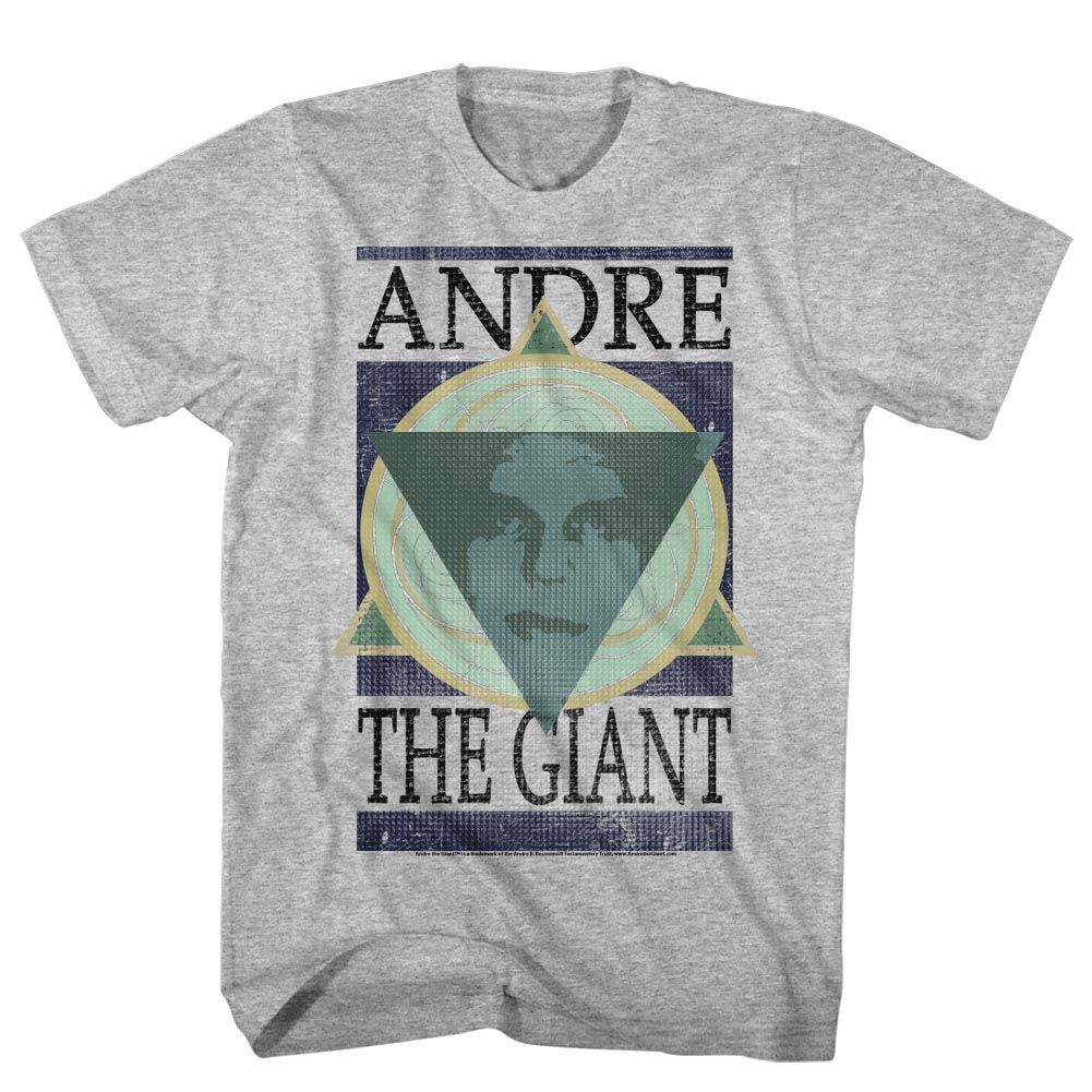 Gray heather Andre the Giant t-shirt featuring Andre the Giant geometric portrait design
