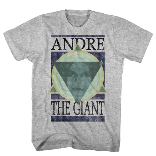 Gray heather Andre the Giant t-shirt featuring Andre the Giant geometric portrait design