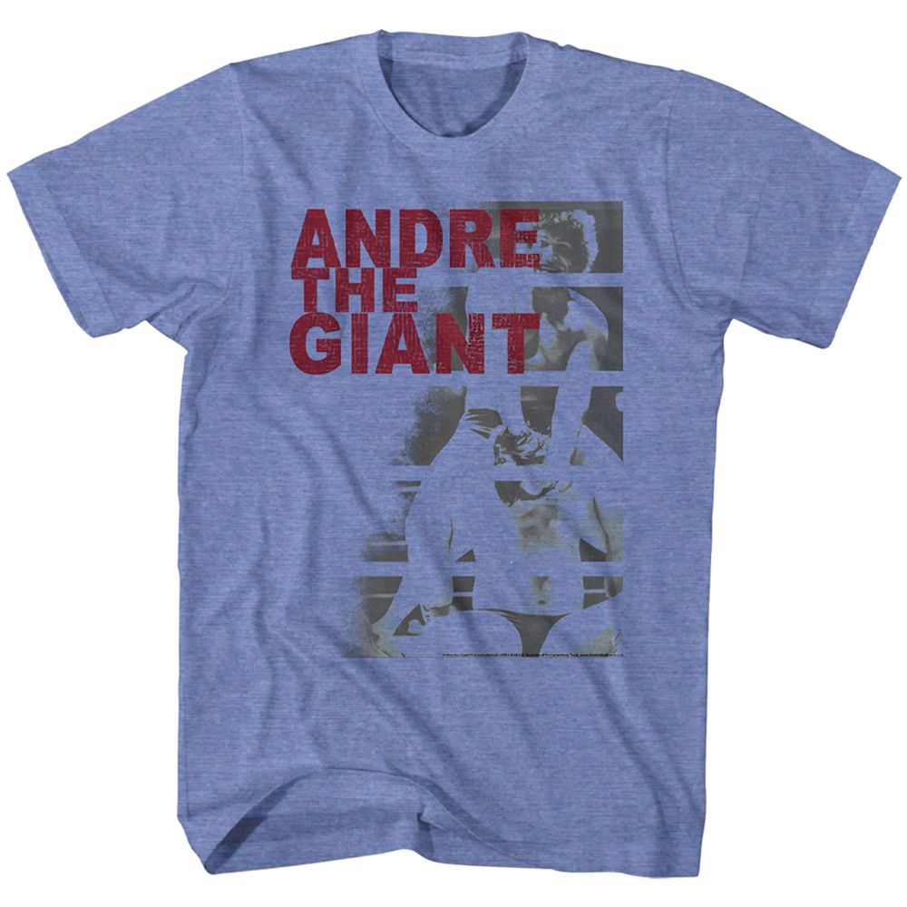 Light blue heather Andre the Giant t-shirt featuring Andre the Giant Andre Bars design