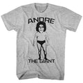 Gray heather Andre the Giant t-shirt featuring Andre the Giant Big Head portrait design