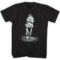 Black Andre the Giant t-shirt featuring Andre the Giant Looks Wrong size comparison design