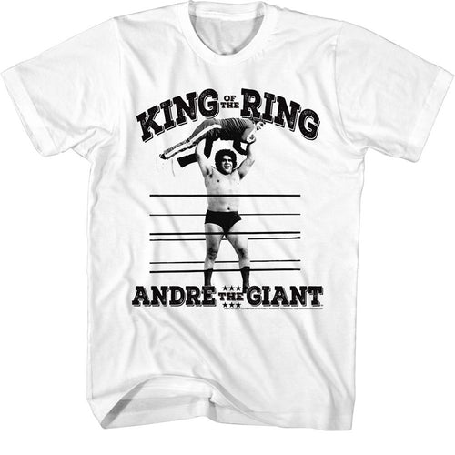 White Andre the Giant t-shirt featuring Andre the Giant King Of The Ring wrestling design