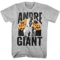 Gray heather Andre the Giant t-shirt featuring Andre the Giant Elephant Ride size joke design