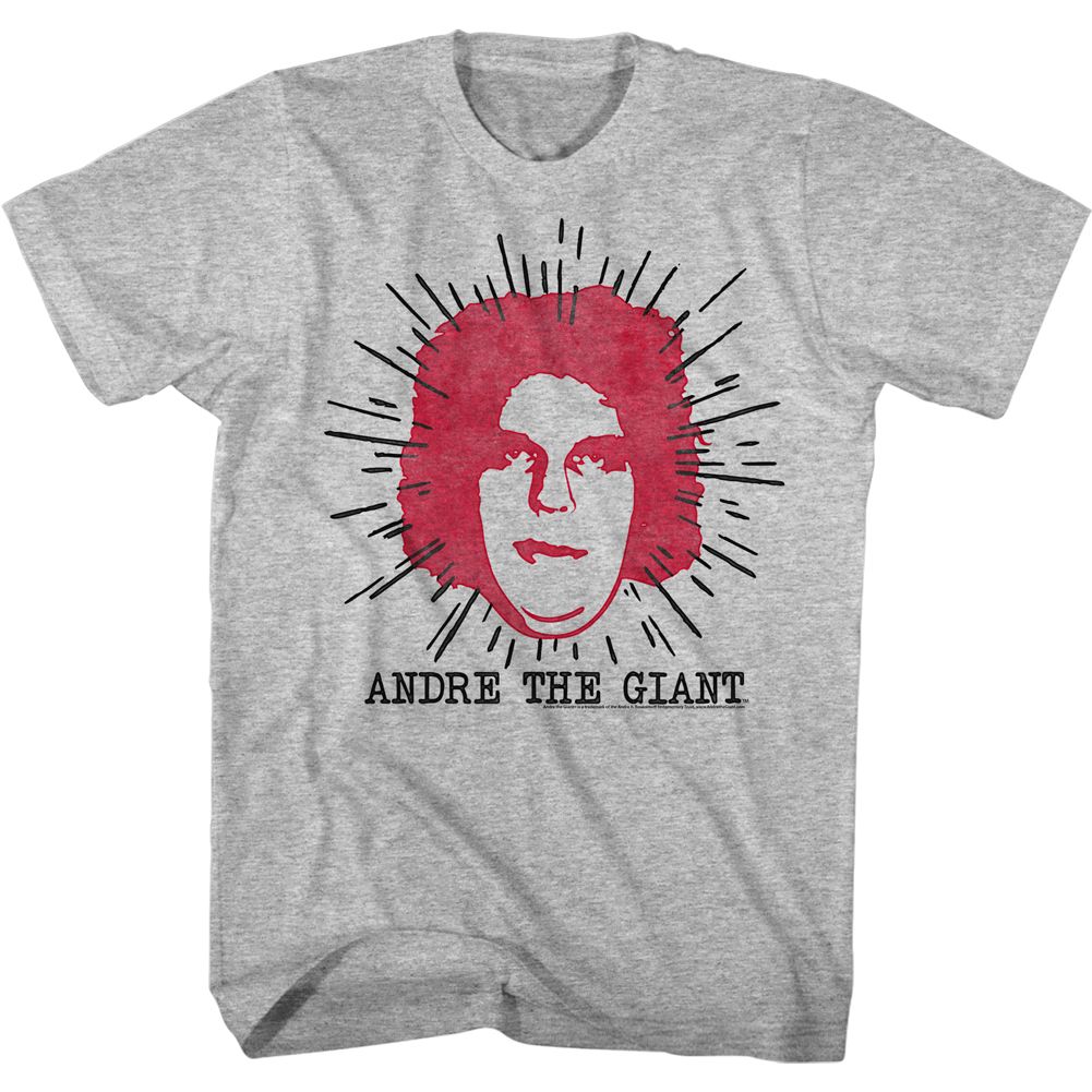 Gray heather Andre the Giant t-shirt featuring Andre the Giant Le Geant French Giant design