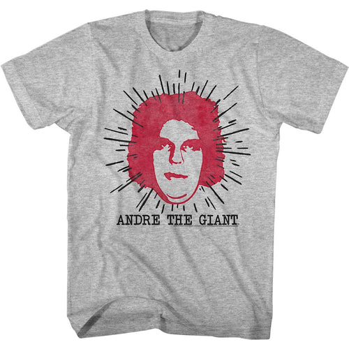 Gray heather Andre the Giant t-shirt featuring Andre the Giant Le Geant French Giant design