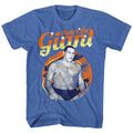 Royal blue heather Andre the Giant t-shirt featuring Andre the Giant Retro Giant vintage design