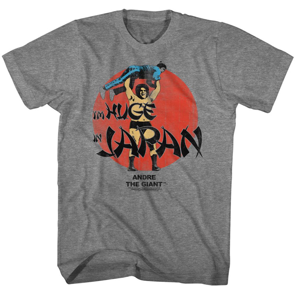 Graphite heather Andre the Giant t-shirt featuring Andre the Giant Huge size design