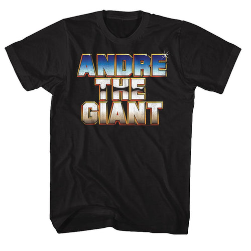 Black Andre the Giant t-shirt featuring Andre the Giant Chrome design