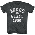 Black heather Andre the Giant t-shirt featuring Andre the Giant ATG 1980 vintage design