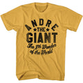 Ginger orange Andre the Giant t-shirt featuring Andre the Giant 8th Wonder Of The World nickname design