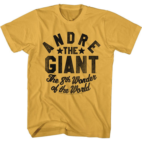 Ginger orange Andre the Giant t-shirt featuring Andre the Giant 8th Wonder Of The World nickname design