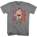 Graphite heather Andre the Giant t-shirt featuring Andre the Giant in ring with ropes design