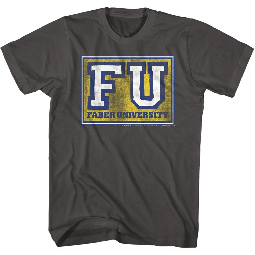 Smoke gray Animal House t-shirt featuring Animal House FU Faber University design