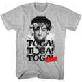 Gray heather Animal House t-shirt featuring Animal House Toga Party Delta House design