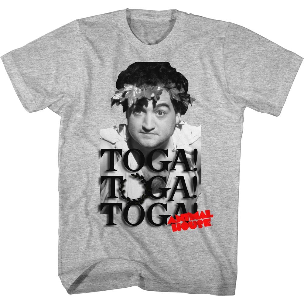 Gray heather Animal House t-shirt featuring Animal House Toga Party Delta House design