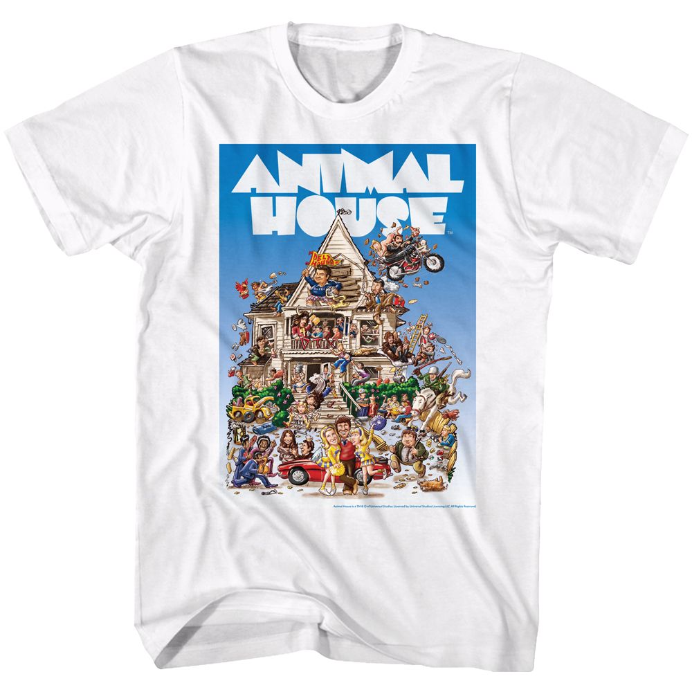 White Animal House t-shirt featuring Animal House Big Mommas House design