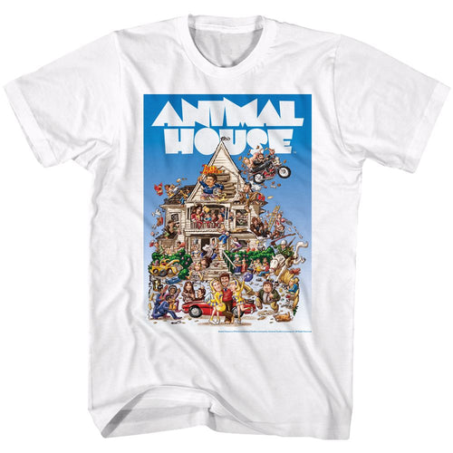 White Animal House t-shirt featuring Animal House Big Mommas House design