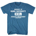 Indigo heather Animal House t-shirt featuring Animal House Athletic Department Faber College design