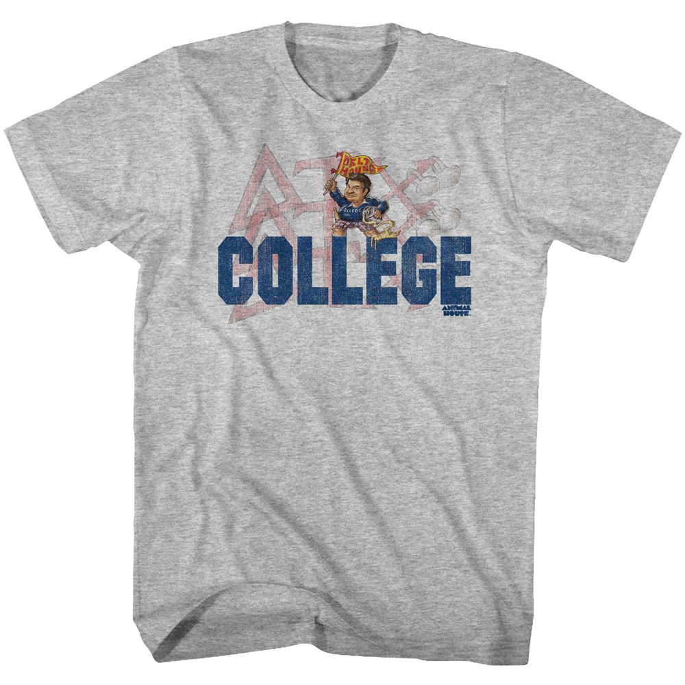 Gray heather Animal House t-shirt featuring Animal House Delta Tau Chi Greek letter design