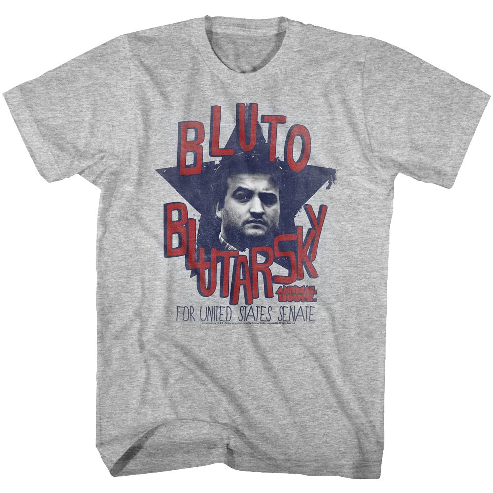Gray heather Animal House t-shirt featuring Animal House Bluto 2014 design