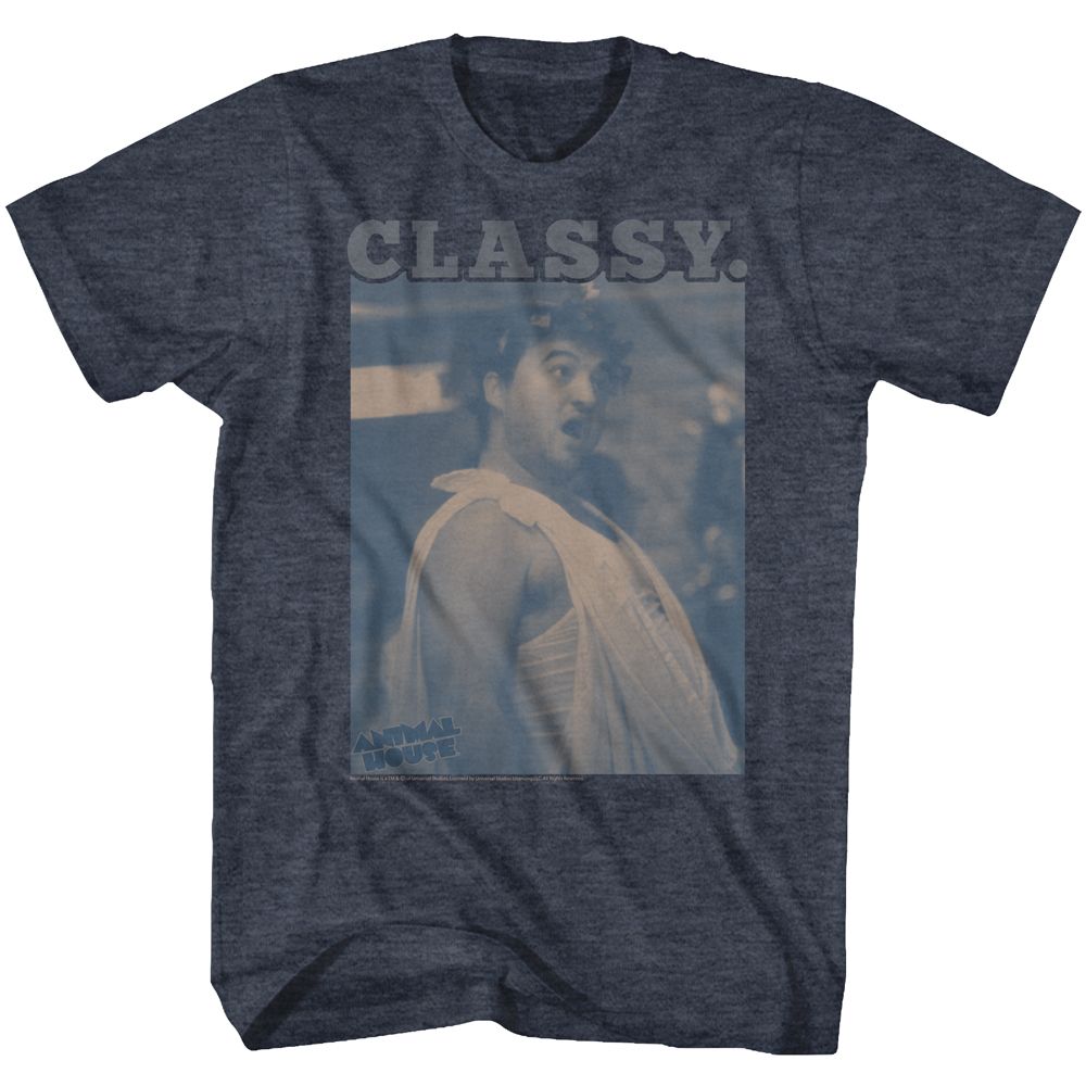 Navy heather Animal House t-shirt featuring Animal House Classy Otter Tim Matheson design