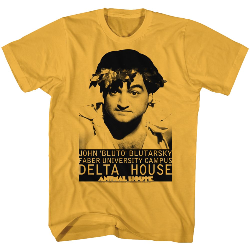 Ginger orange Animal House t-shirt featuring Animal House Face Bluto Belushi design