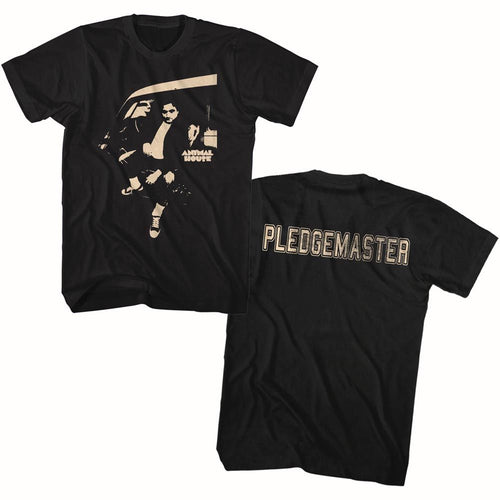 Black Animal House t-shirt featuring Animal House Pledgemaster hazing design