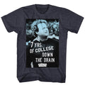 Navy heather Animal House t-shirt featuring Animal House 7 Years Down The Drain Bluto design