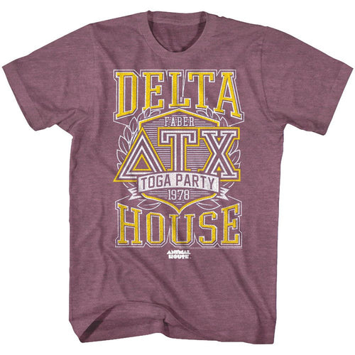Vintage maroon heather Animal House t-shirt featuring Animal House Toga Party 78 vintage design
