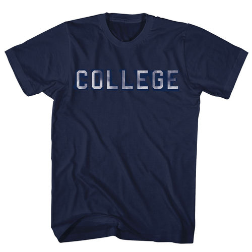 Navy Animal House t-shirt featuring Animal House Distressed COLLEGE Bluto sweatshirt design