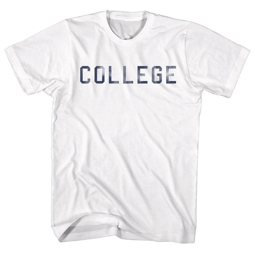 White Animal House t-shirt featuring Animal House Distressed COLLEGE Bluto sweatshirt design
