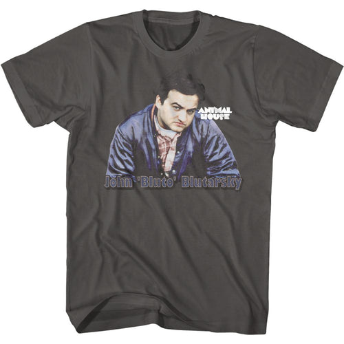 Smoke gray Animal House t-shirt featuring Animal House Bluto Blutarsky Belushi design