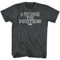 Black heather Animal House t-shirt featuring Animal House Position Yourself design