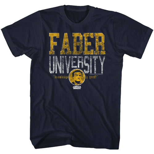 Navy Animal House t-shirt featuring Animal House Faber University official seal design