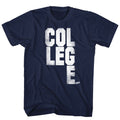 Navy Animal House t-shirt featuring Animal House COLLEGE Scrabble tile design