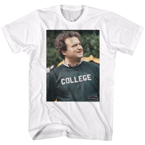 White Animal House t-shirt featuring Animal House Lookin Forward design