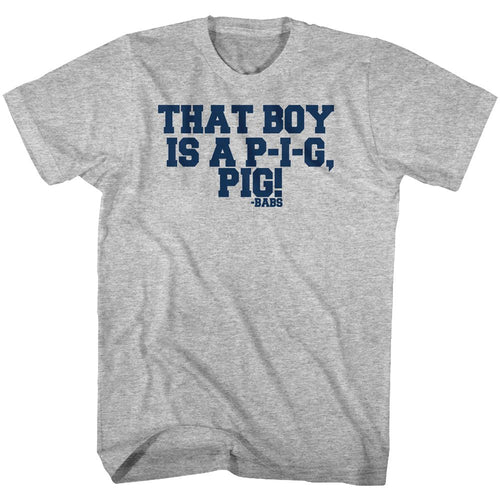 Gray heather Animal House t-shirt featuring Animal House Little Piggie design